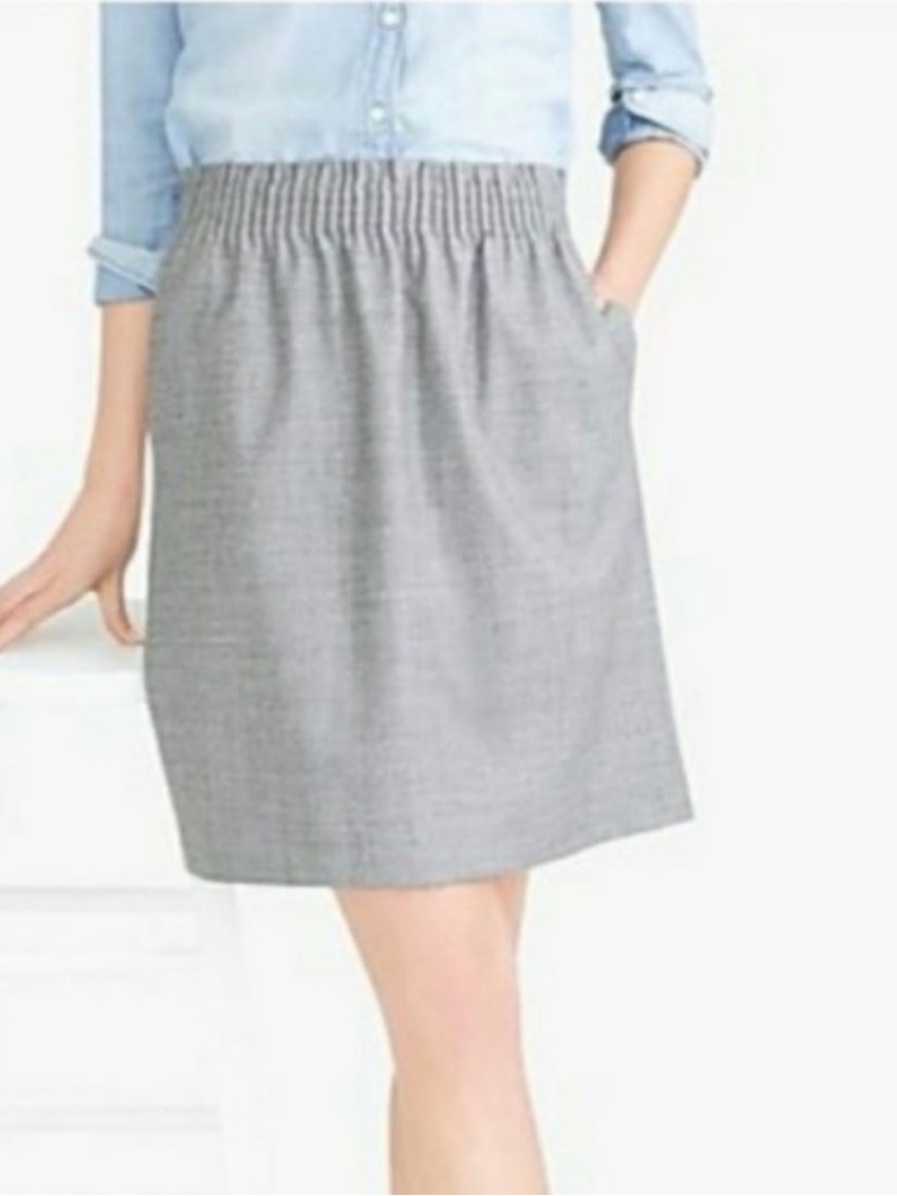 J. Crew Factory Gray Elastic-Waist Mini Skirt 8